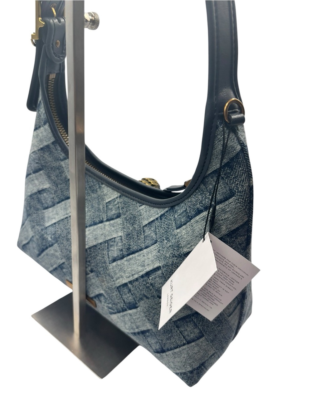 KURT GEIGER London Kensington Denim Weave Print Shoulder Bag w/ Dust Bag - Picture 9 of 16